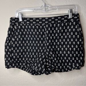 Forever21 High Waist Shorts Linen Cotton Medium Black White Detail EUC